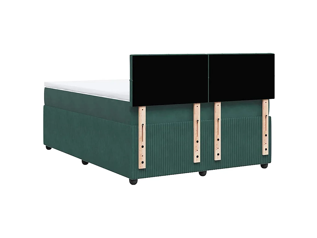 Cama com molas/colchão 140x200 cm veludo verde-escuro