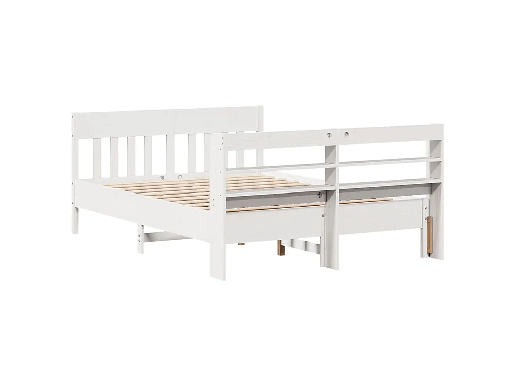 Bedframe zonder matras massief grenenhout wit 140x200 cm
