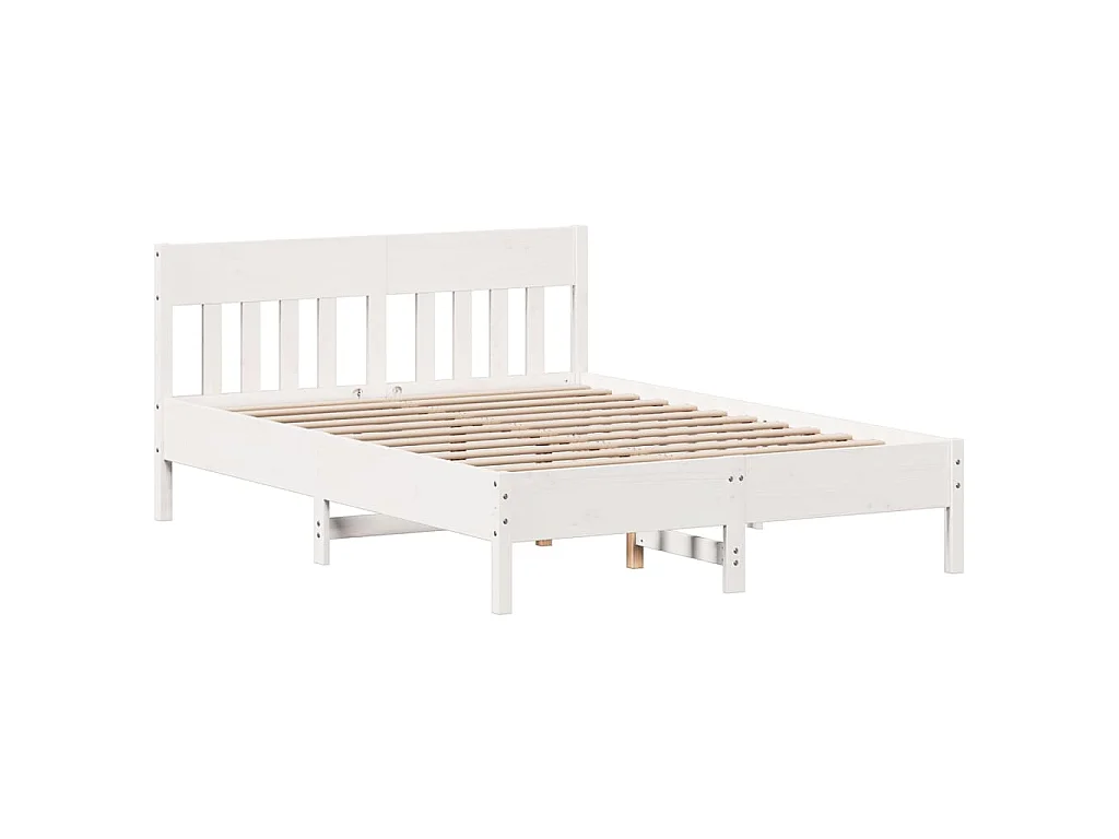 Bedframe zonder matras massief grenenhout wit 140x200 cm