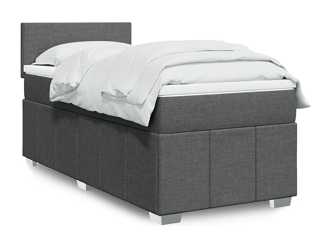 Giroletto a Molle con Materasso Grigio Scuro 90x190 cm Tessuto