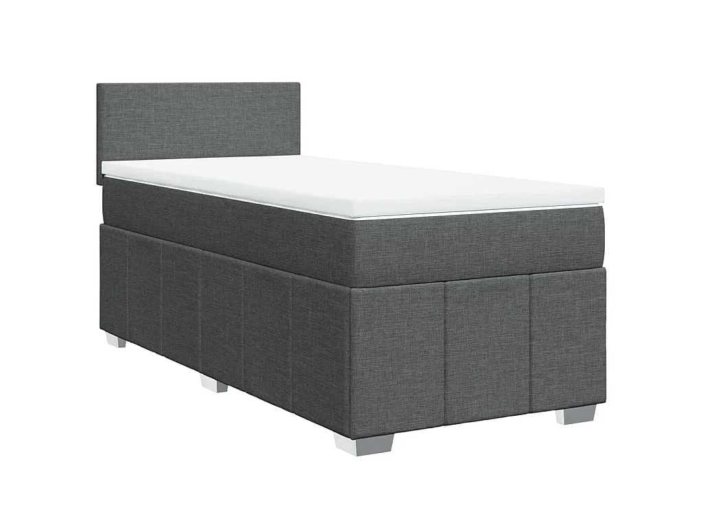 Boxspring met matras stof donkergrijs 90x190 cm