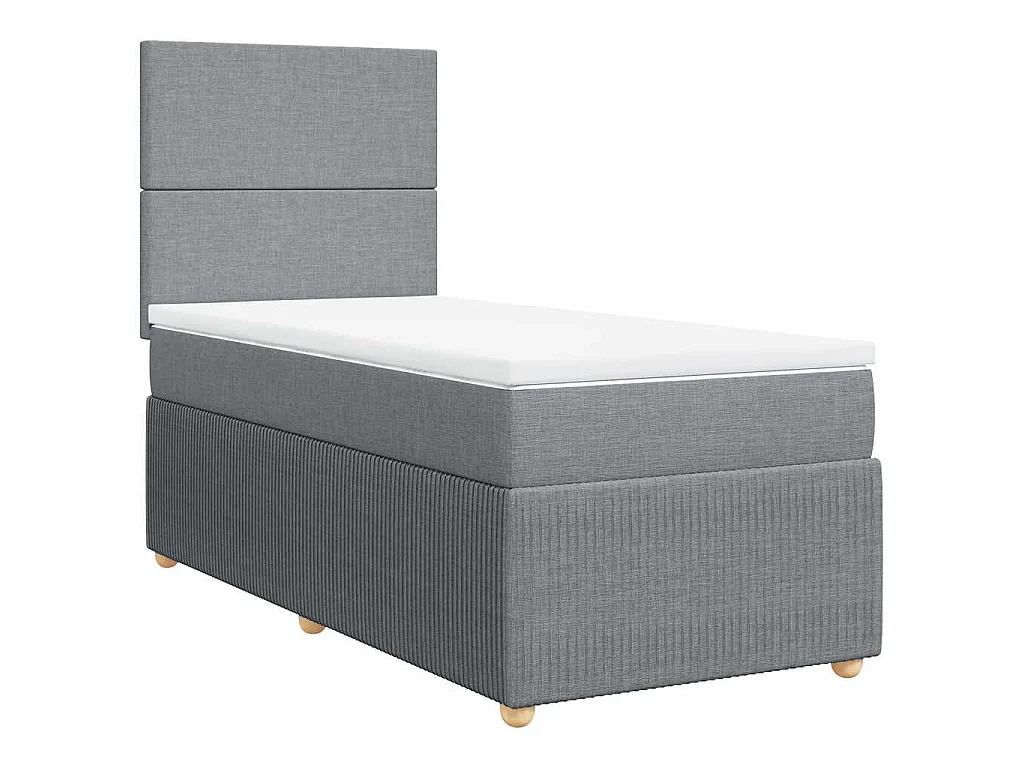 Cama box spring con colchón tela gris claro 90x200 cm