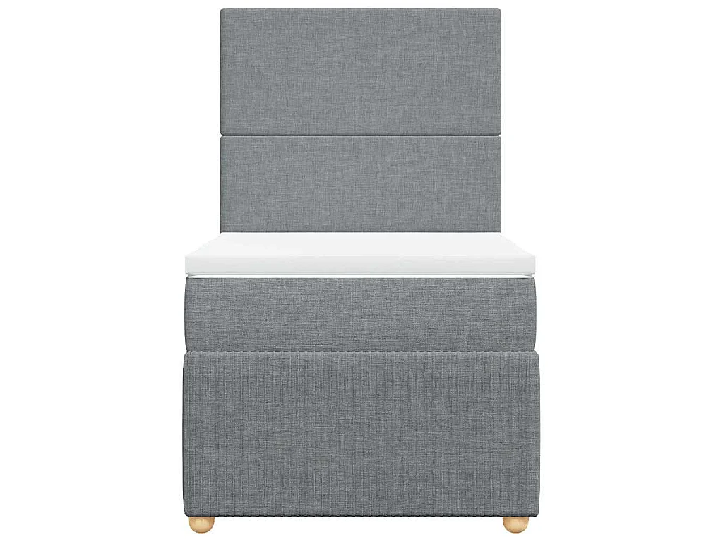 Cama box spring con colchón tela gris claro 90x200 cm