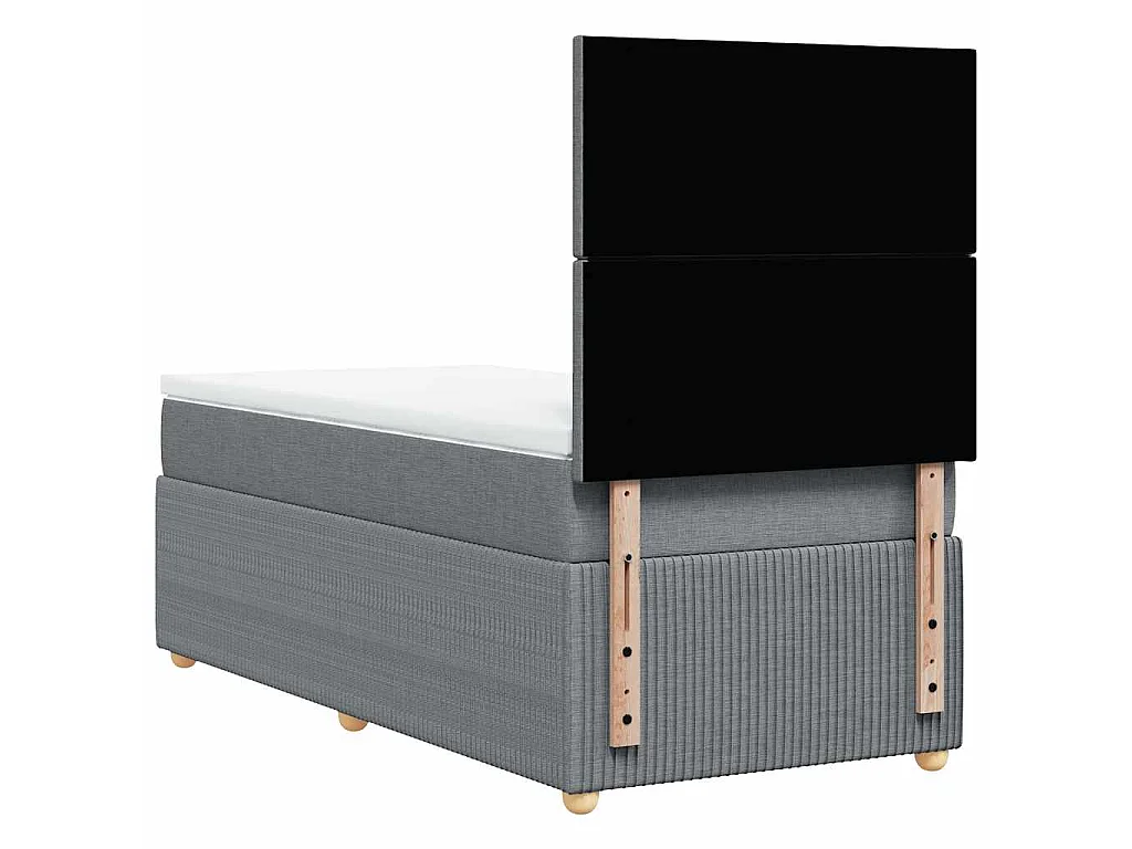 Cama box spring con colchón tela gris claro 90x200 cm