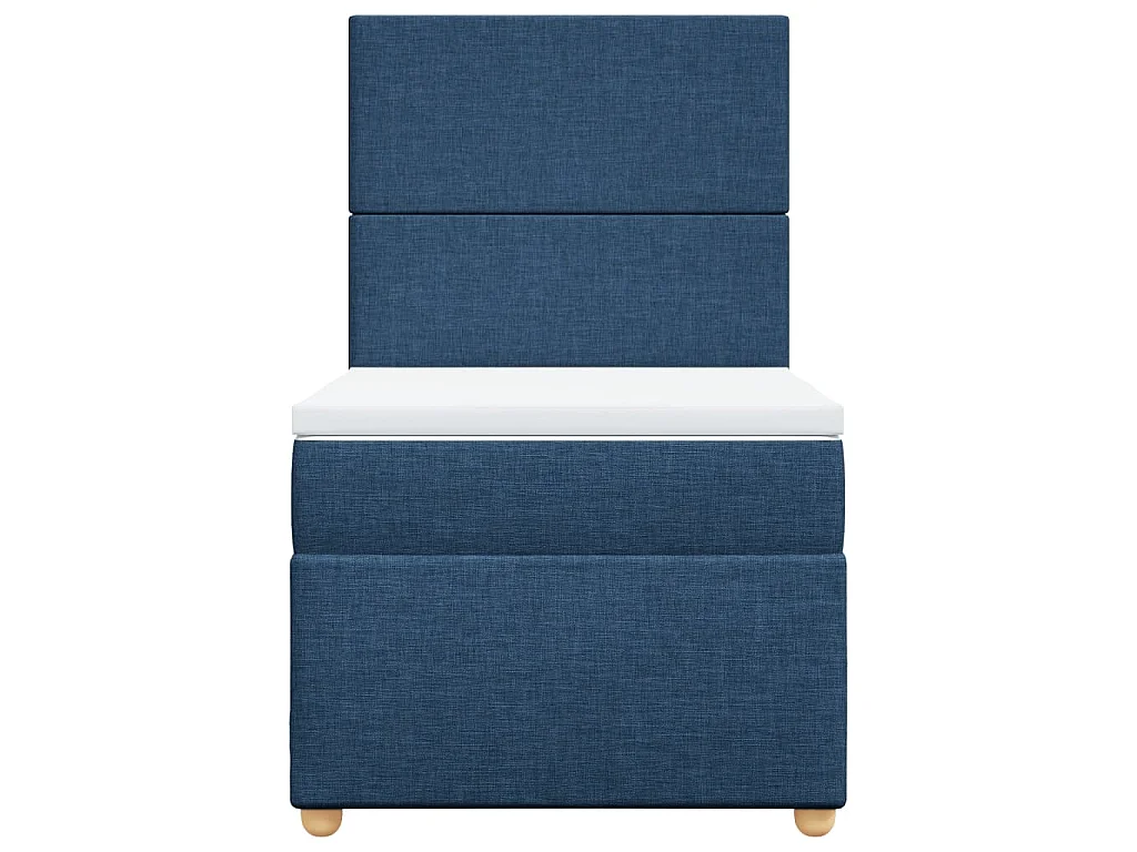 Cama box spring con colchón tela azul 100x200 cm