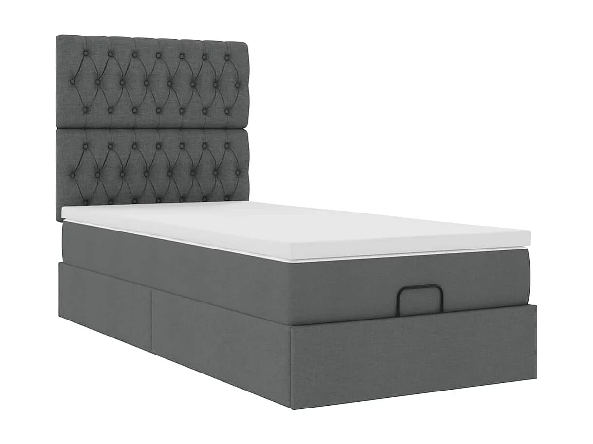 Ottoman-Bett mit Matratze Dunkelgrau 100x200 cm Stoff