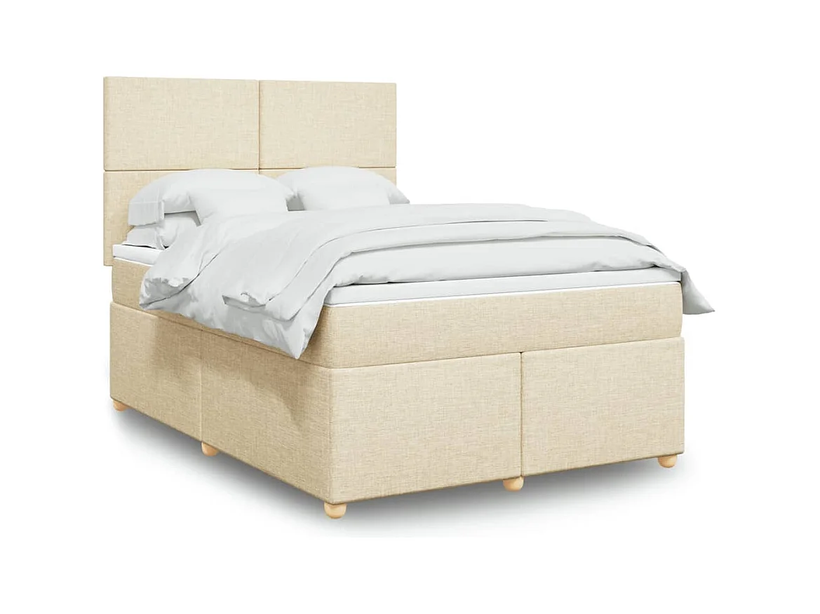 Sommier à lattes de lit avec matelas Crème 140x200 cm Tissu