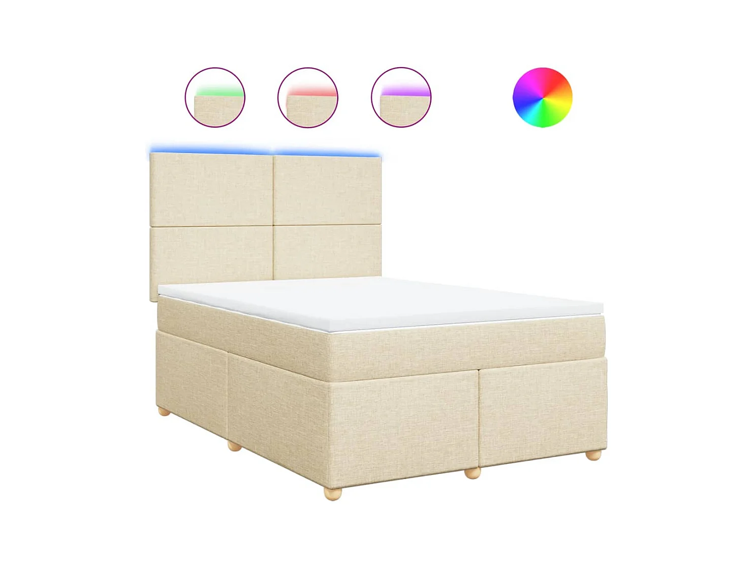 Sommier à lattes de lit avec matelas Crème 140x200 cm Tissu