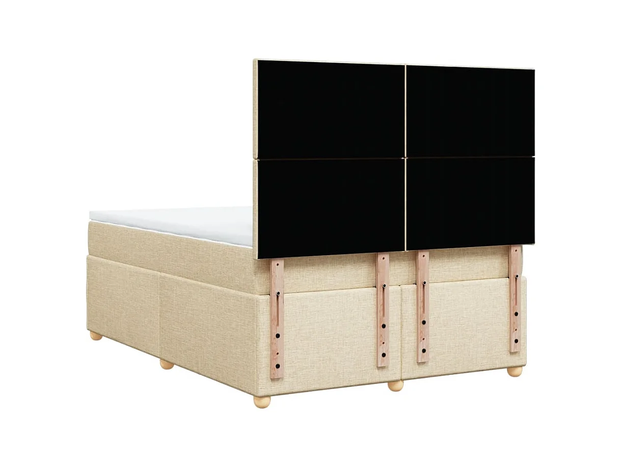 Sommier à lattes de lit avec matelas Crème 140x200 cm Tissu