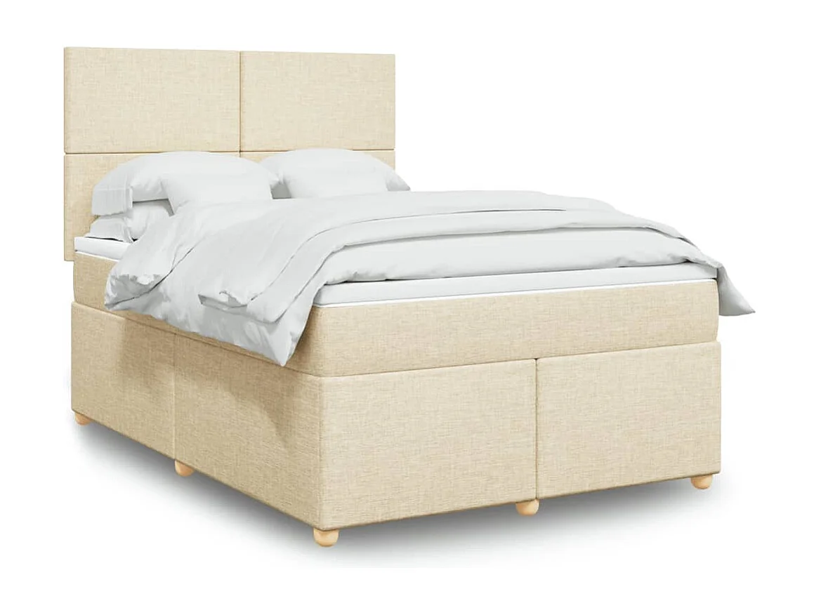Giroletto a Molle con Materasso Crema 140x200 cm in Tessuto