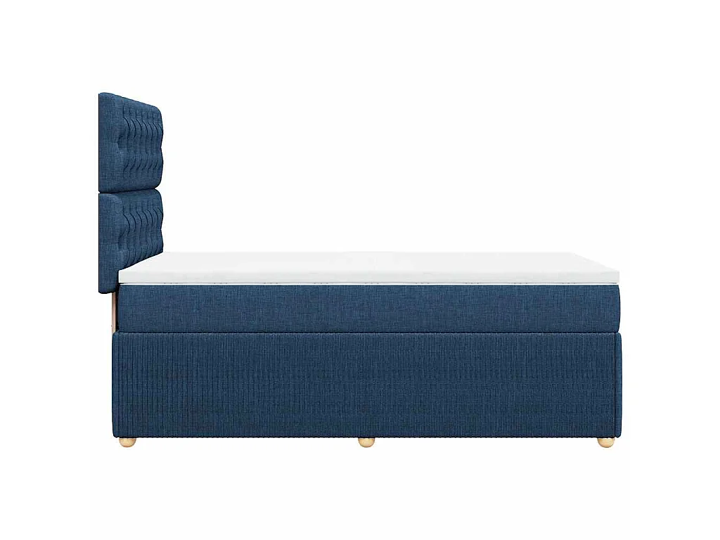 Cama box spring con colchón tela azul 90x200 cm