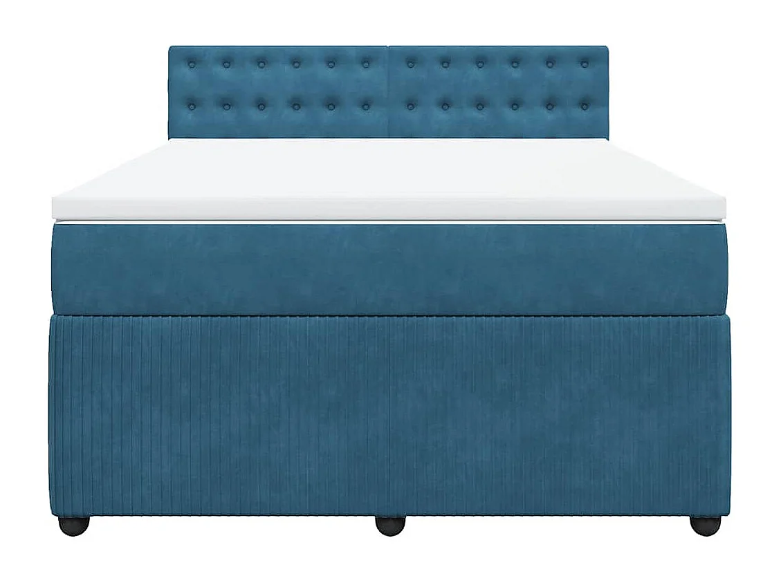 Boxspringbett mit Matratze Blau 140x190 cm Samt