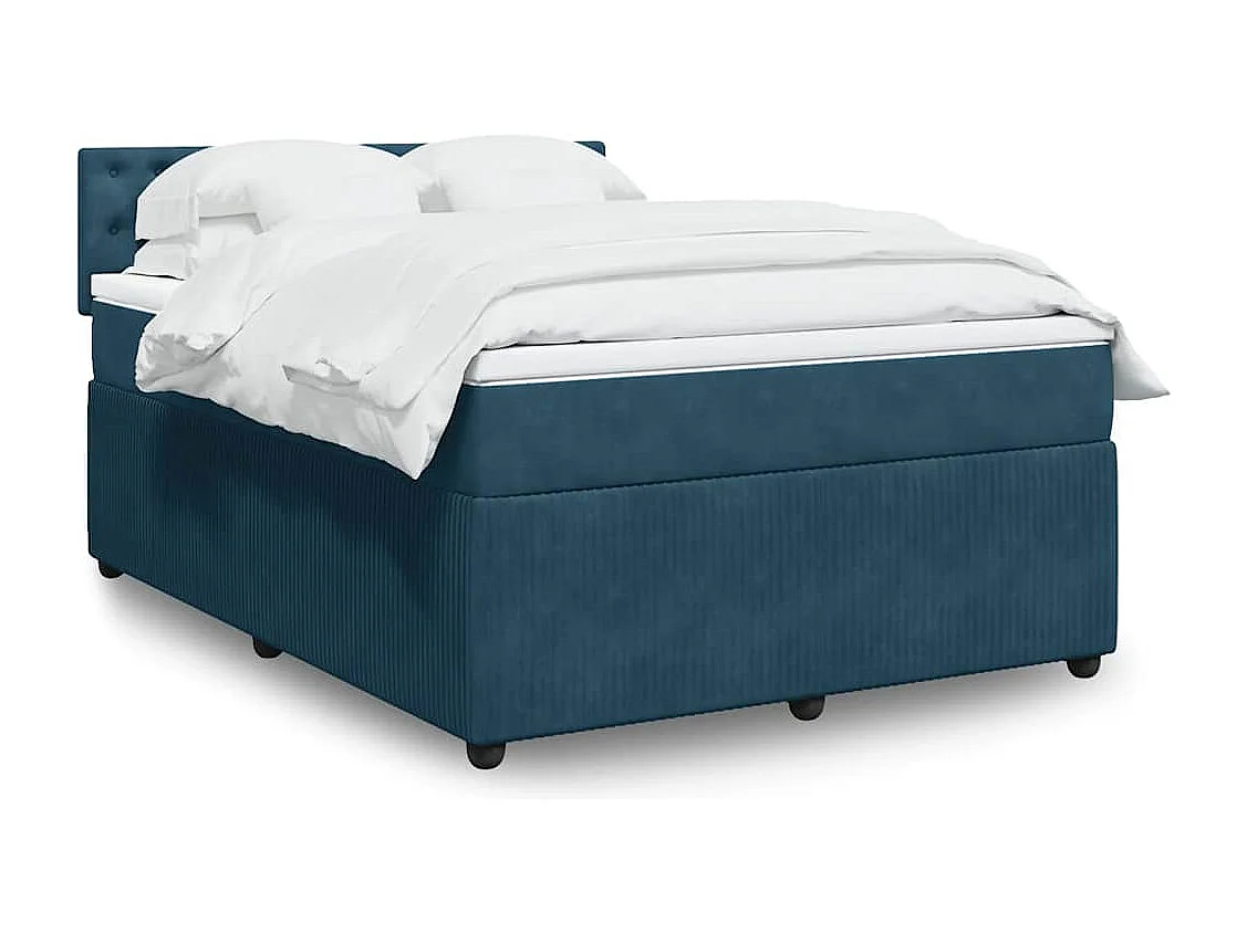 Boxspring met matras fluweel blauw 140x190 cm