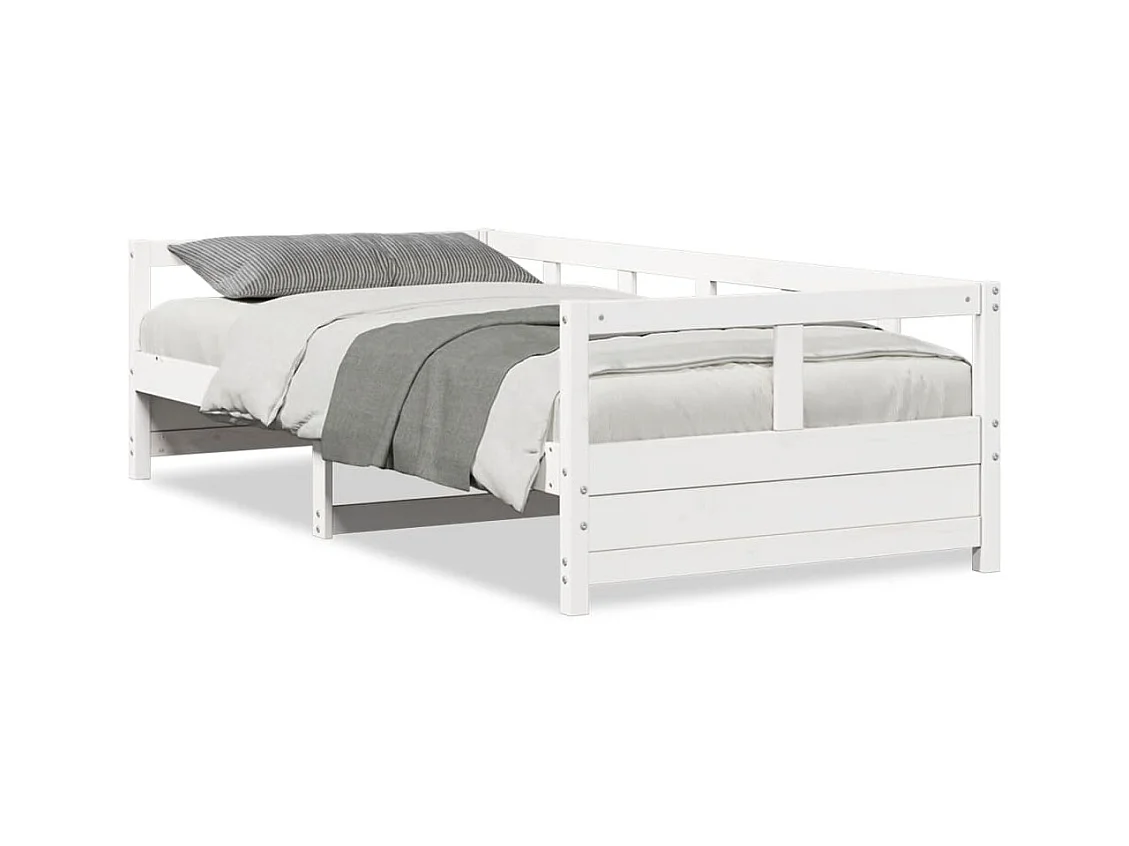 Lit de jour sans matelas blanc 90x200 cm bois de pin massif