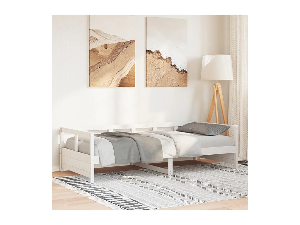 Dormeuse senza Materasso Bianca 90x200 cm Legno Massello Pino