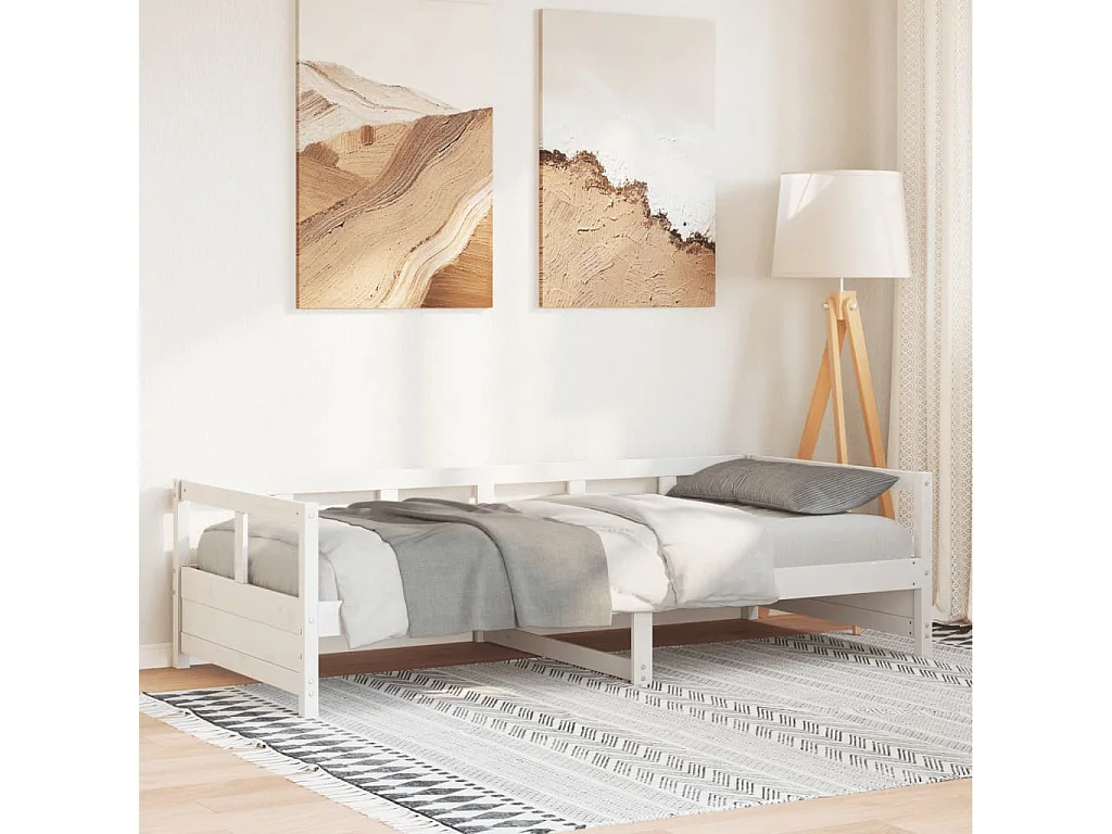 Dormeuse senza Materasso Bianca 90x200 cm Legno Massello Pino