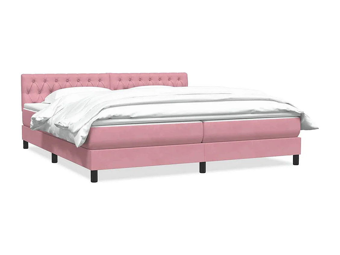 Sommier à lattes de lit avec matelas rose 180x210 cm velours