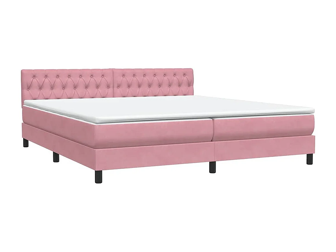 Sommier à lattes de lit avec matelas rose 180x210 cm velours