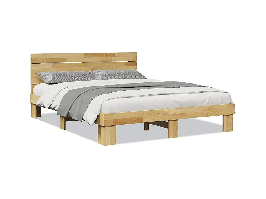 Massivholzbett mit Kopfteil ohne Matratze 150x200 cm Eichenholz