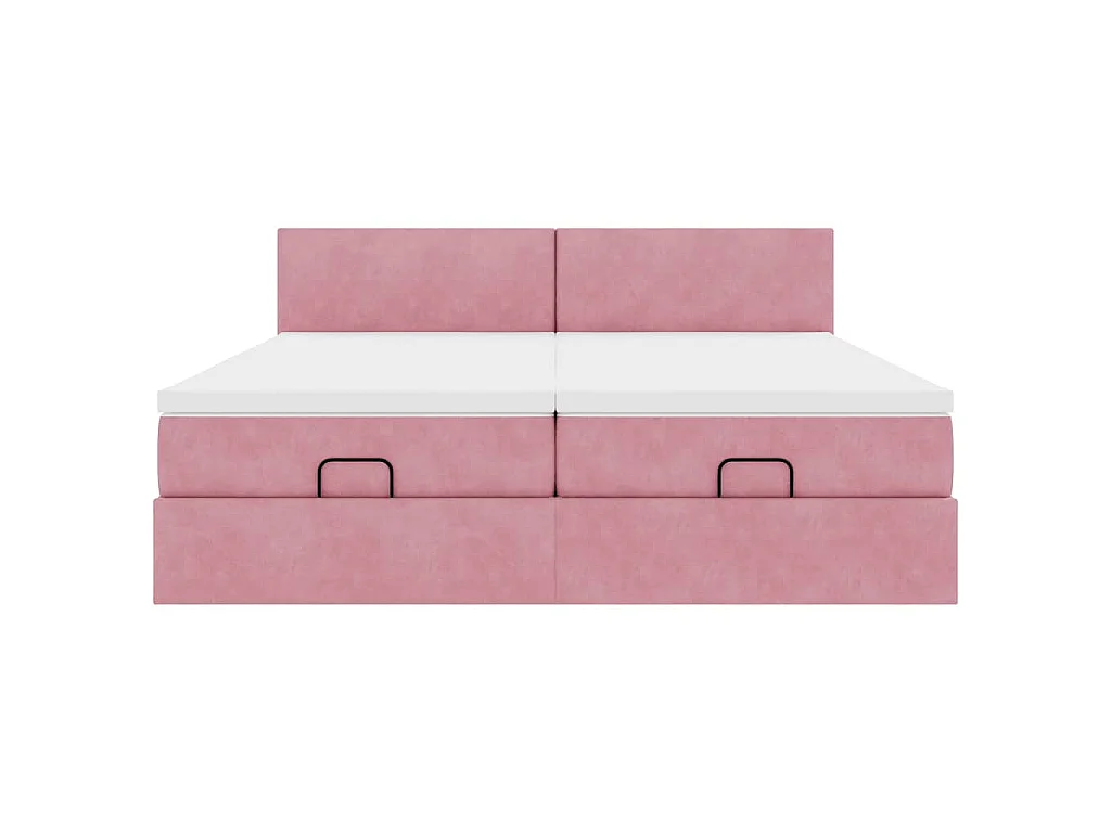 Struttura Letto Pouf con Materassi Rosa 180x200 cm Velluto