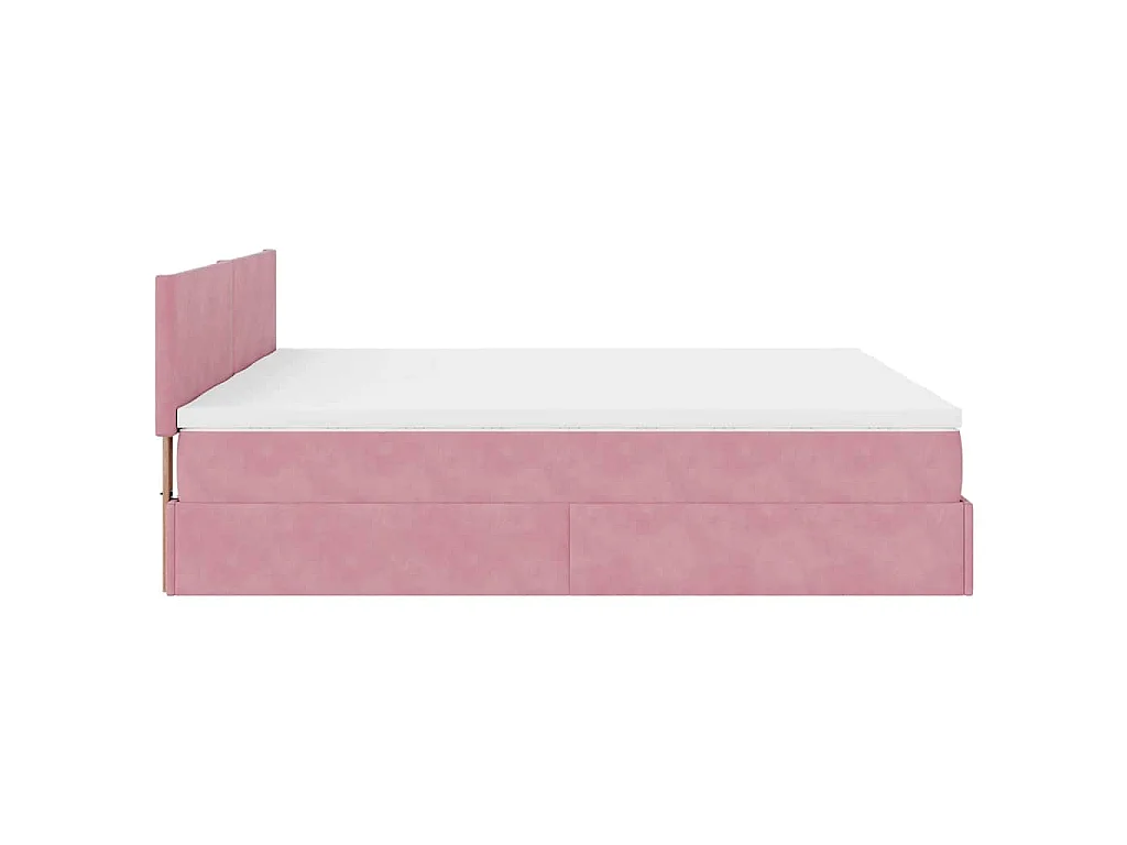 Struttura Letto Pouf con Materassi Rosa 180x200 cm Velluto