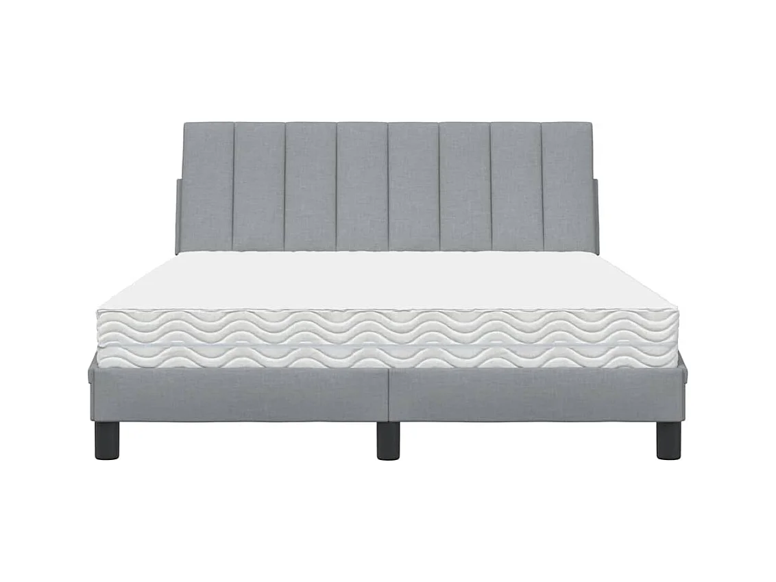 Lit avec matelas Hanko gris clair 140x200 cm tissu