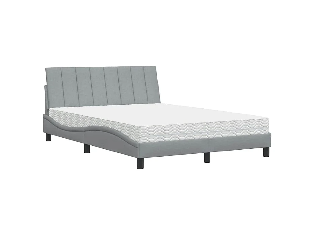 Bett mit Matratze "Hanko" Hellgrau 140x200 cm Stoff