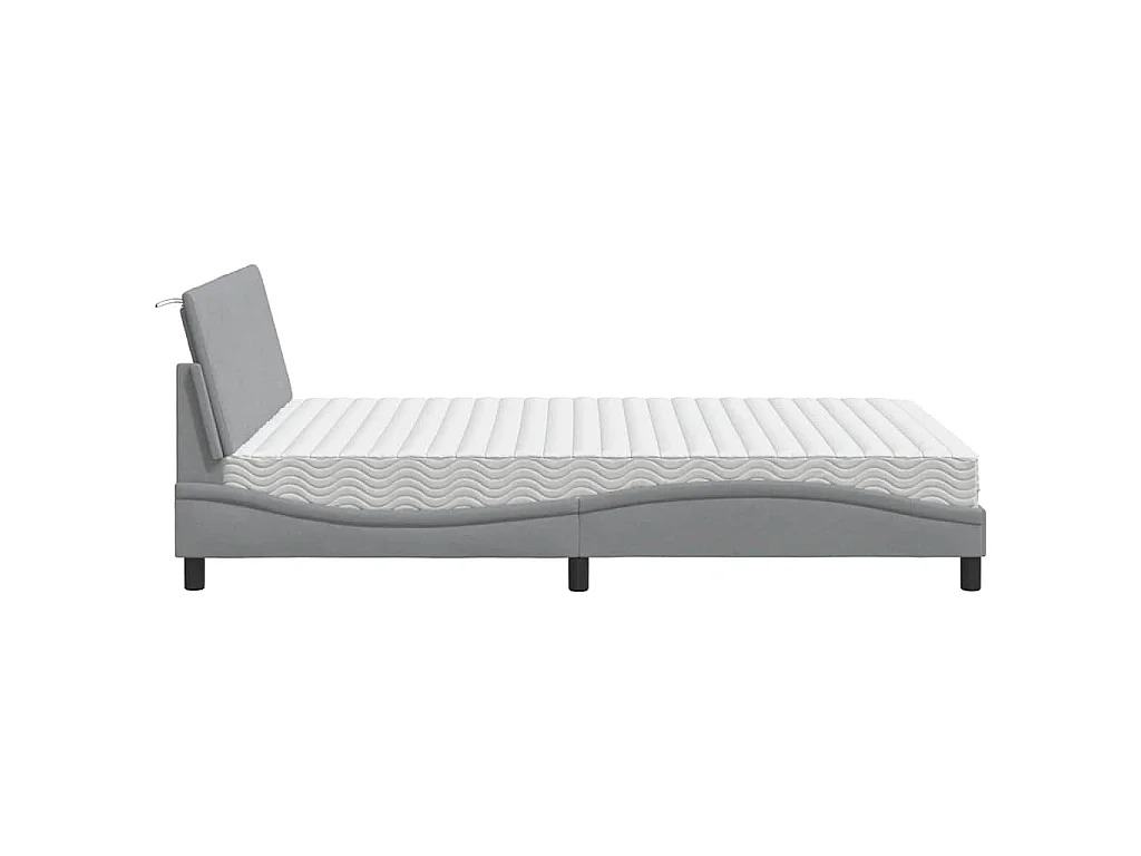 Bett mit Matratze "Hanko" Hellgrau 140x200 cm Stoff