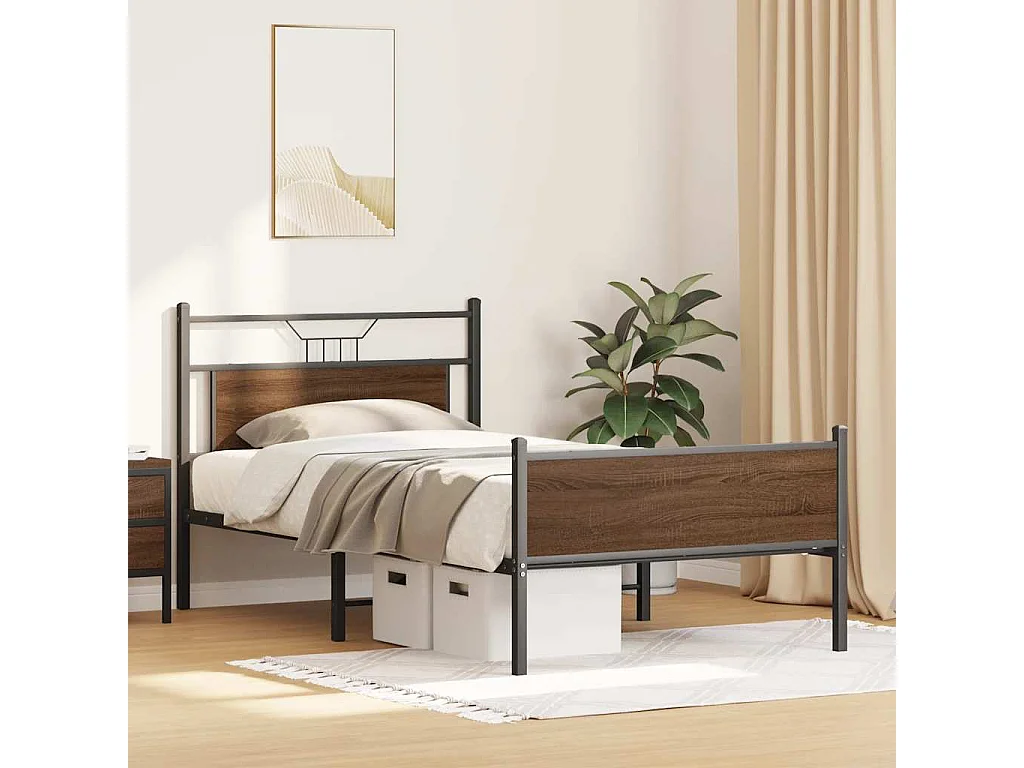 Bedframe zonder matras bewerkt hout bruin eikenkleur 100x200 cm