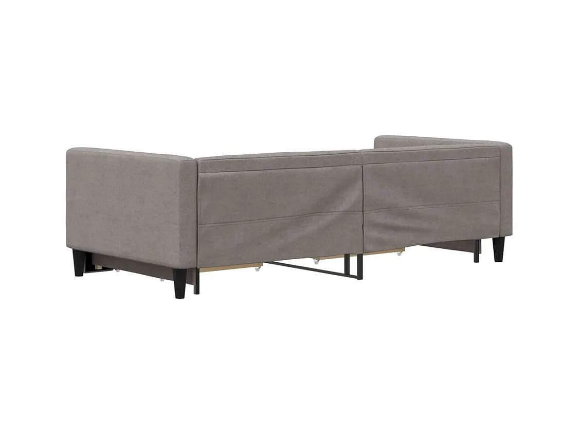 Lit de jour avec gigogne et tiroirs sans matelas taupe 90x200cm