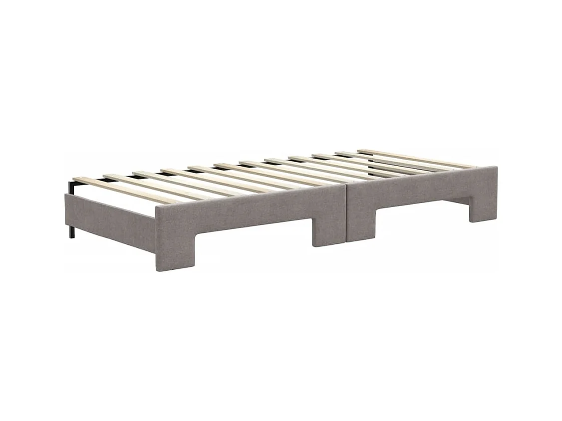 Lit de jour avec gigogne et tiroirs sans matelas taupe 90x200cm
