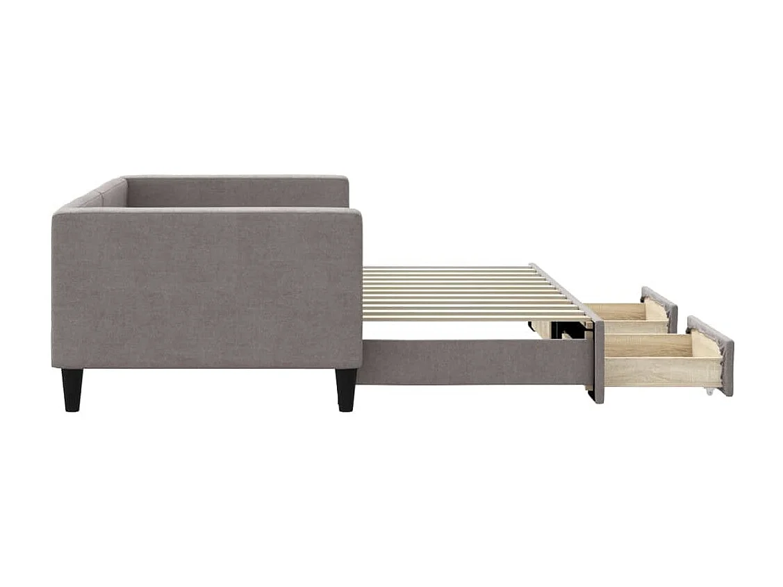 Tagesbett Ausziehbar mit Schubladen Taupe 90x200 cm Stoff