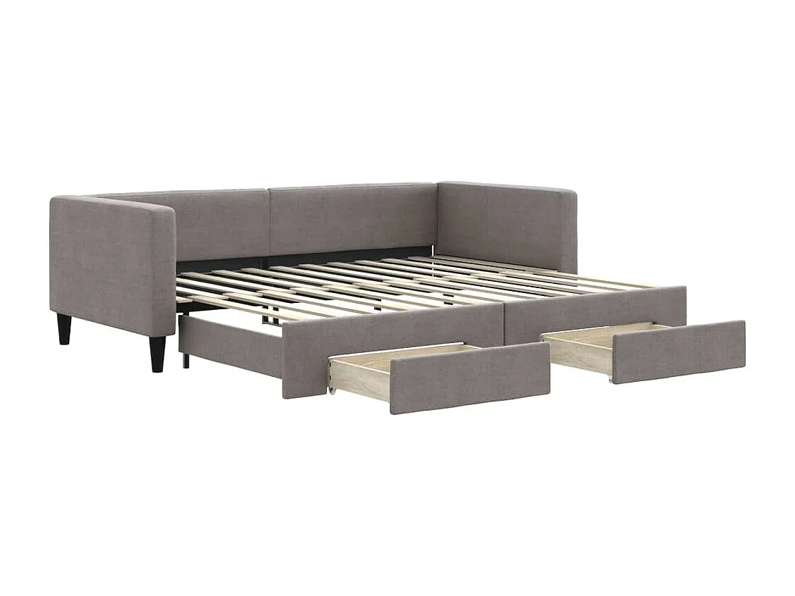 Divano Letto Estraibile con Cassetti Tortora 90x200 cm Tessuto