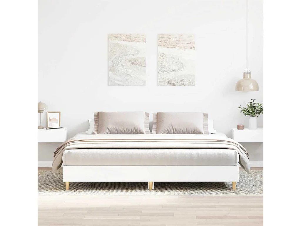 Cadre de lit sans matelas blanc 180x200 cm bois d'ingénierie