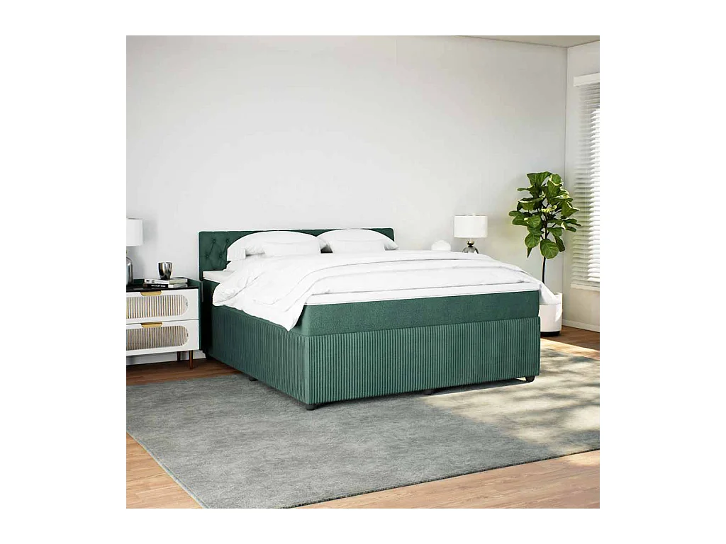 Boxspringbett mit Matratze Dunkelgrün 180x200 cm Samt
