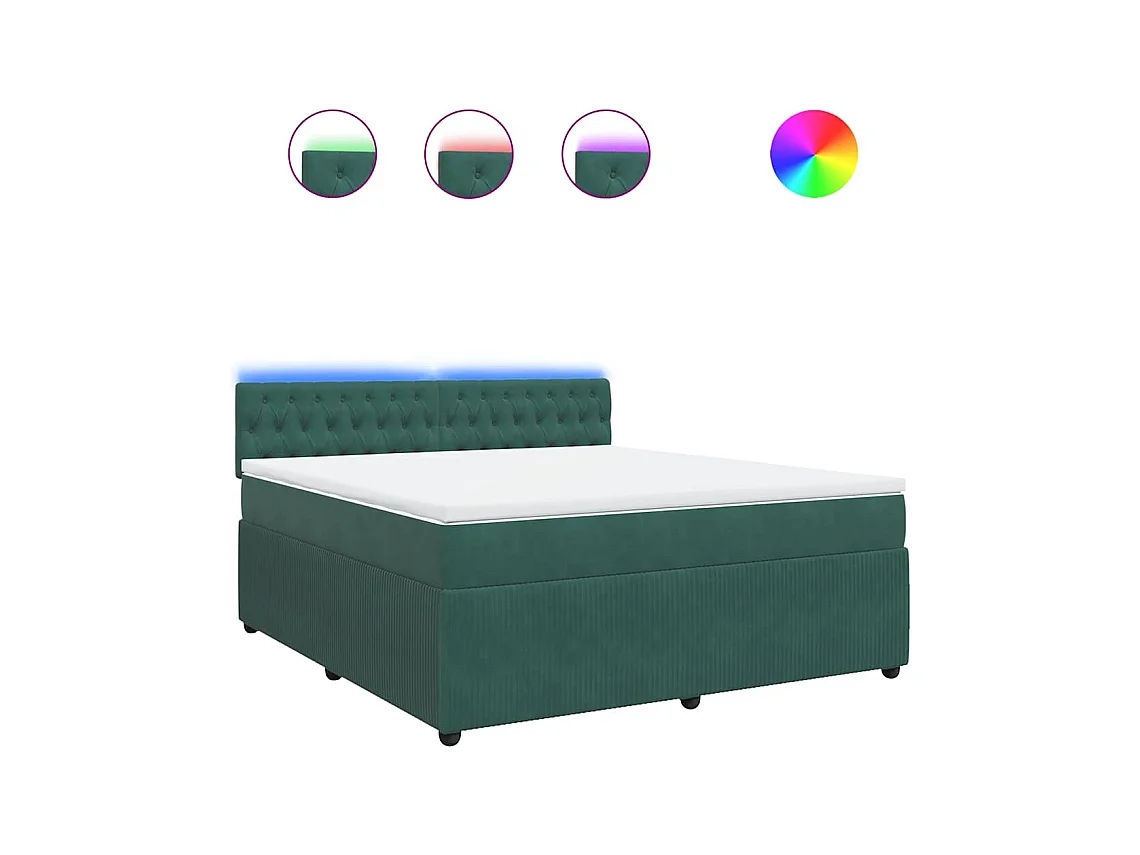 Boxspringbett mit Matratze Dunkelgrün 180x200 cm Samt