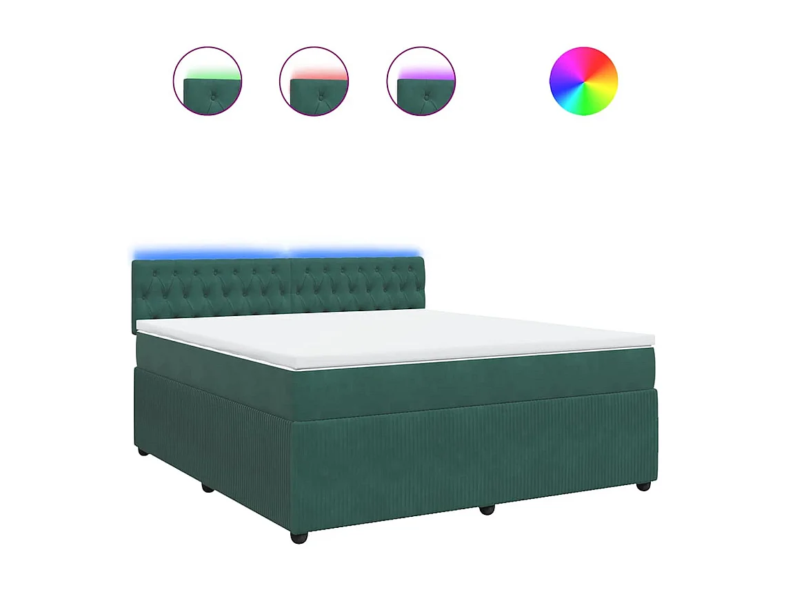 Sommier à lattes de lit et matelas Vert foncé 180x200cm Velours