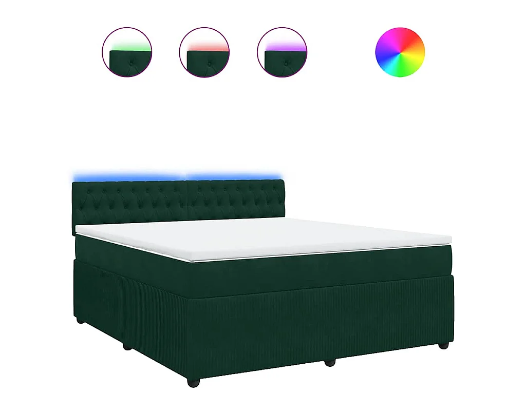 Cama box spring con colchón terciopelo verde oscuro 180x200 cm