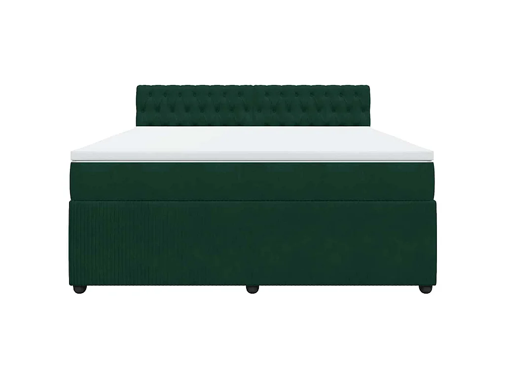 Cama box spring con colchón terciopelo verde oscuro 180x200 cm