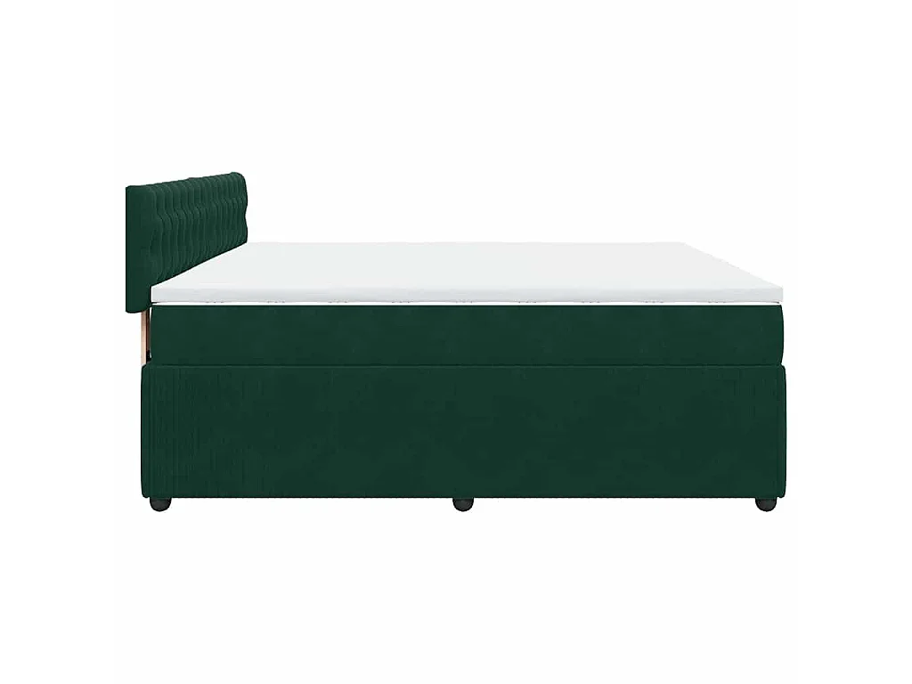Cama box spring con colchón terciopelo verde oscuro 180x200 cm