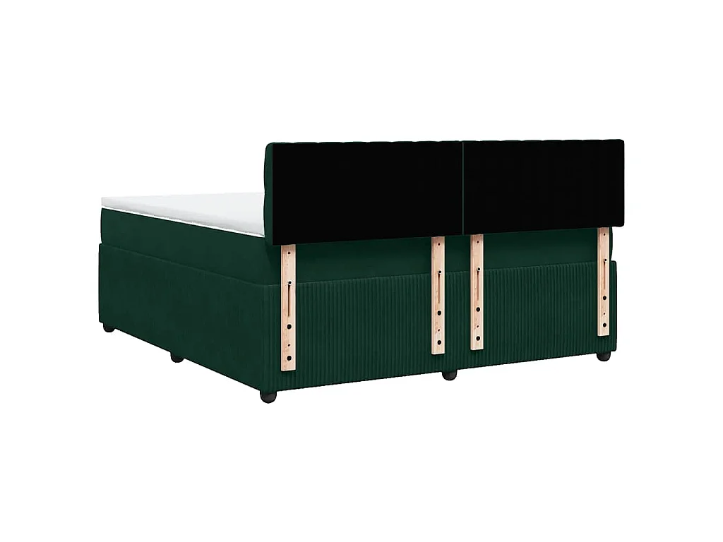 Cama box spring con colchón terciopelo verde oscuro 180x200 cm