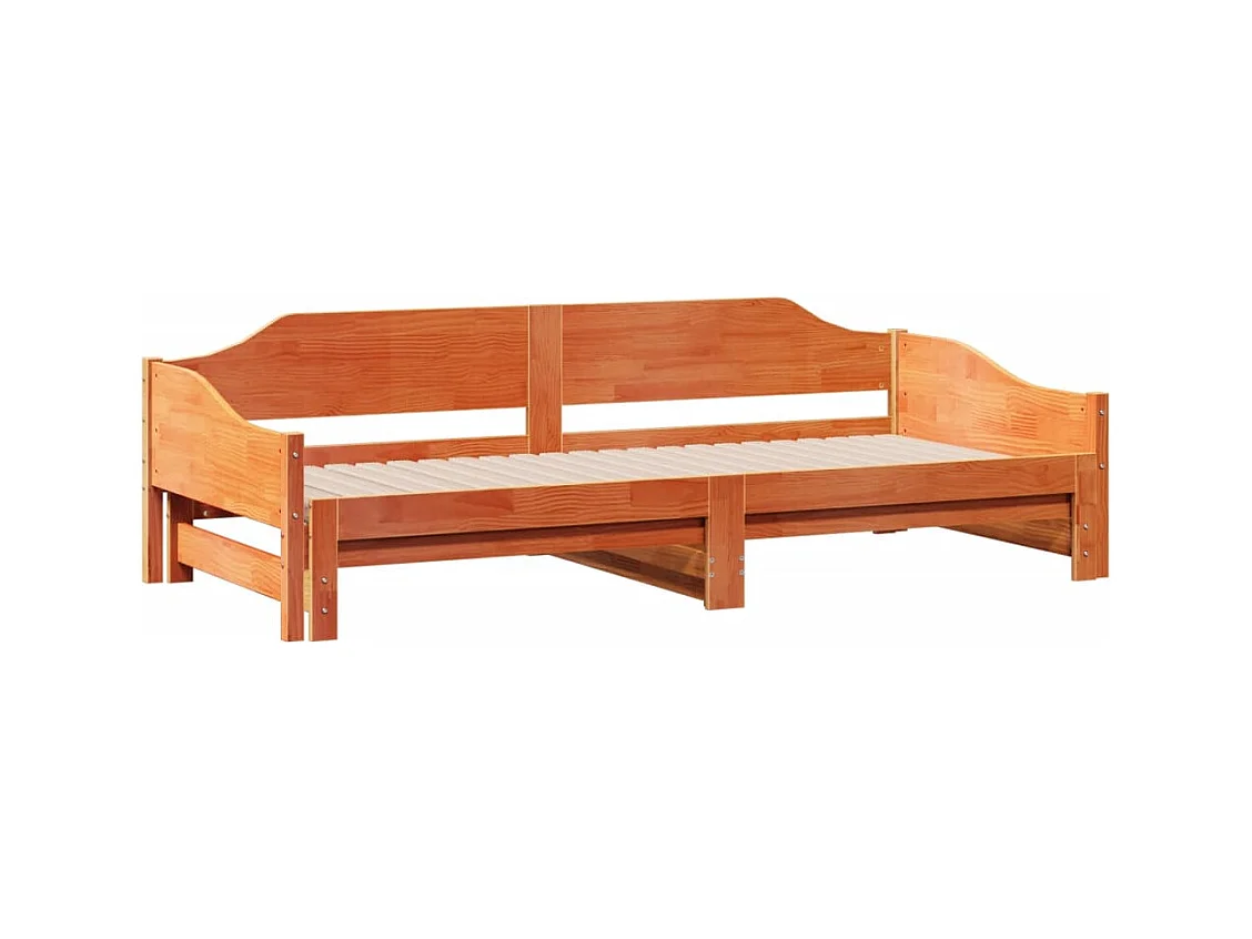 Tagesbett Ausziehbar Wachsbraun 90x200 cm Massivholz Kiefer