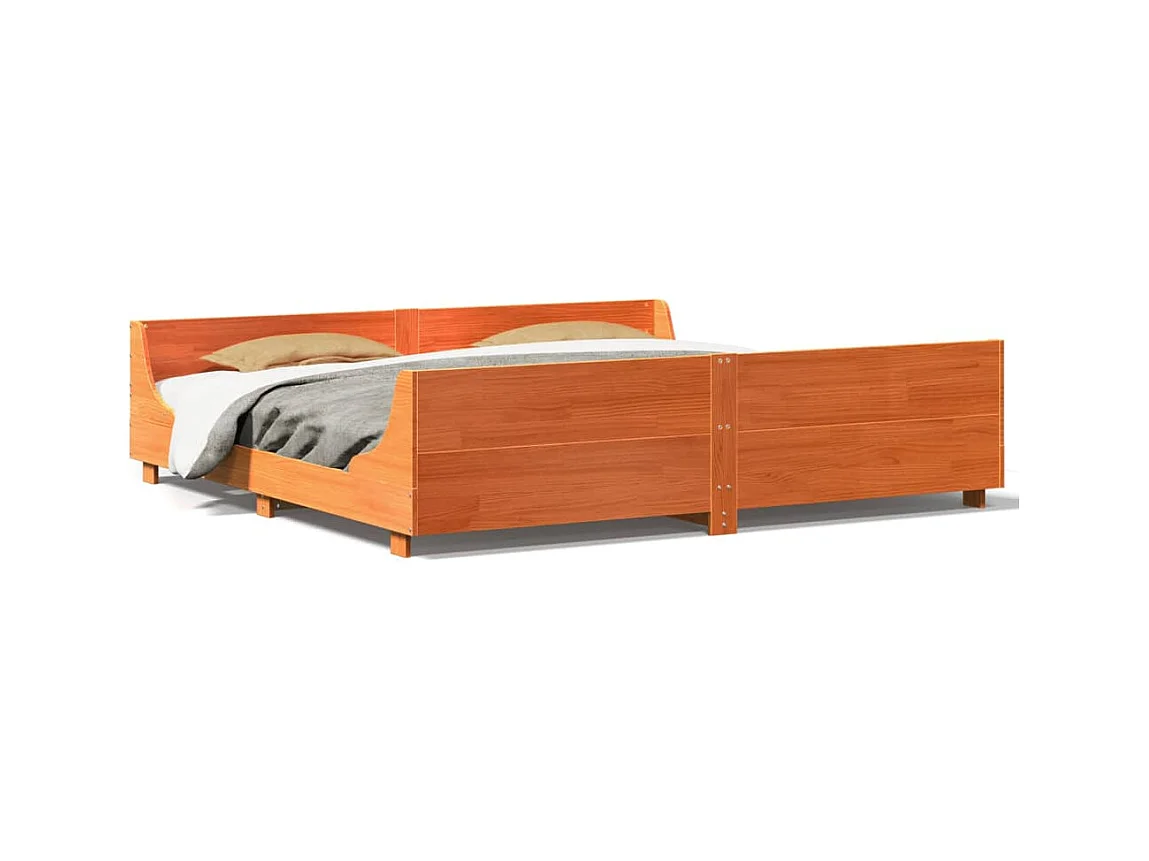 Cadre de lit sans matelas cire marron 180x200cm bois pin massif