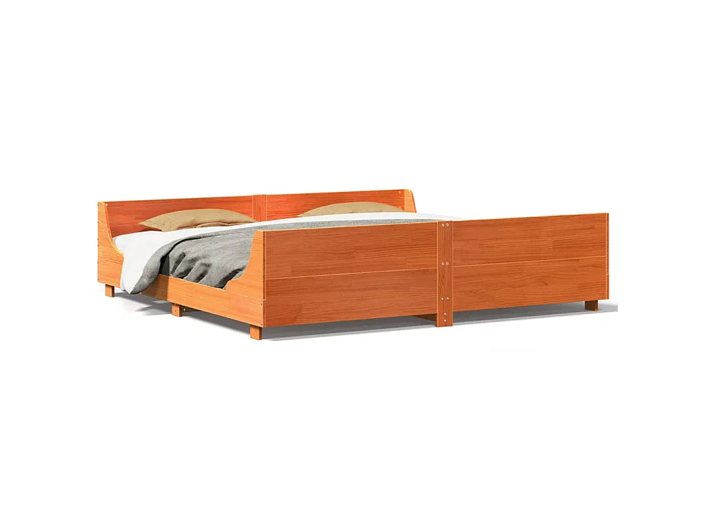 Bedframe zonder matras massief grenenhout wasbruin 180x200 cm