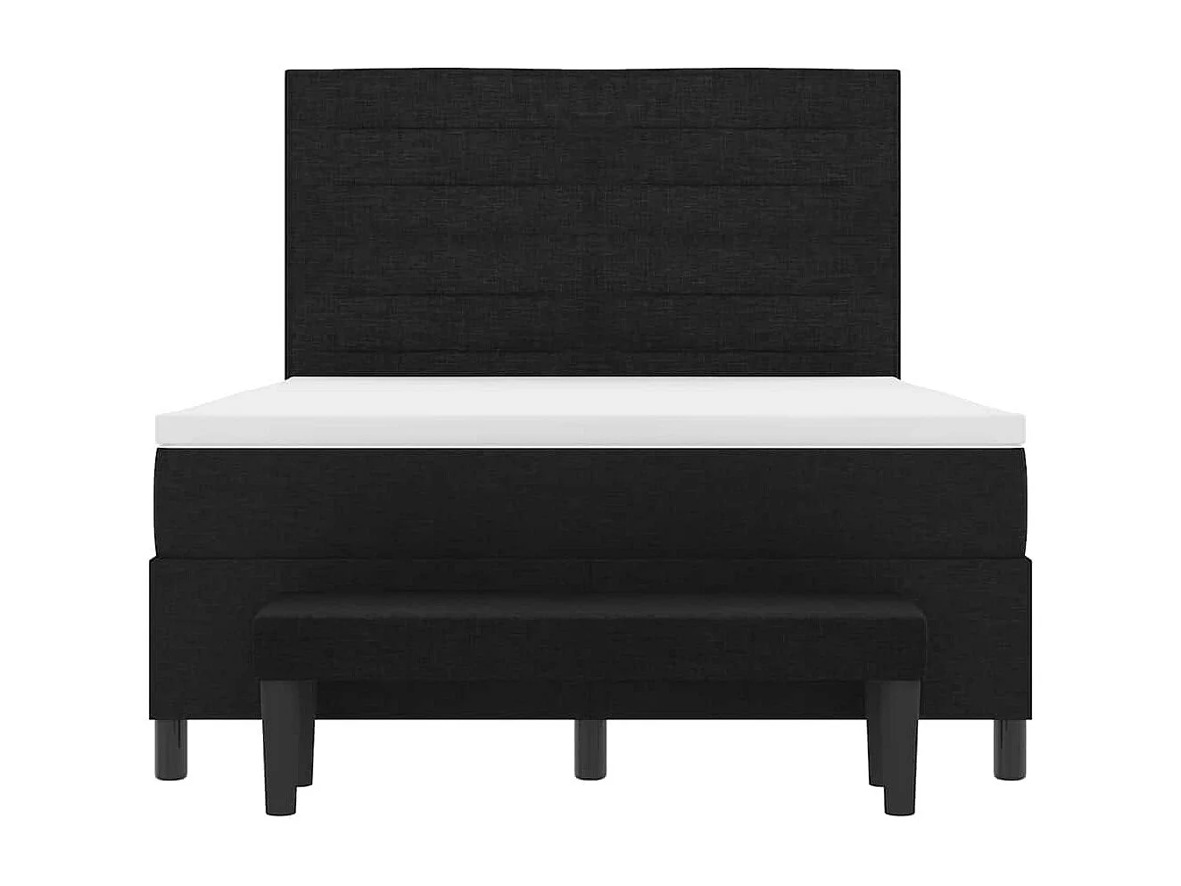 Lit à ressorts avec matelas Noir 140 x 190 cm tissu