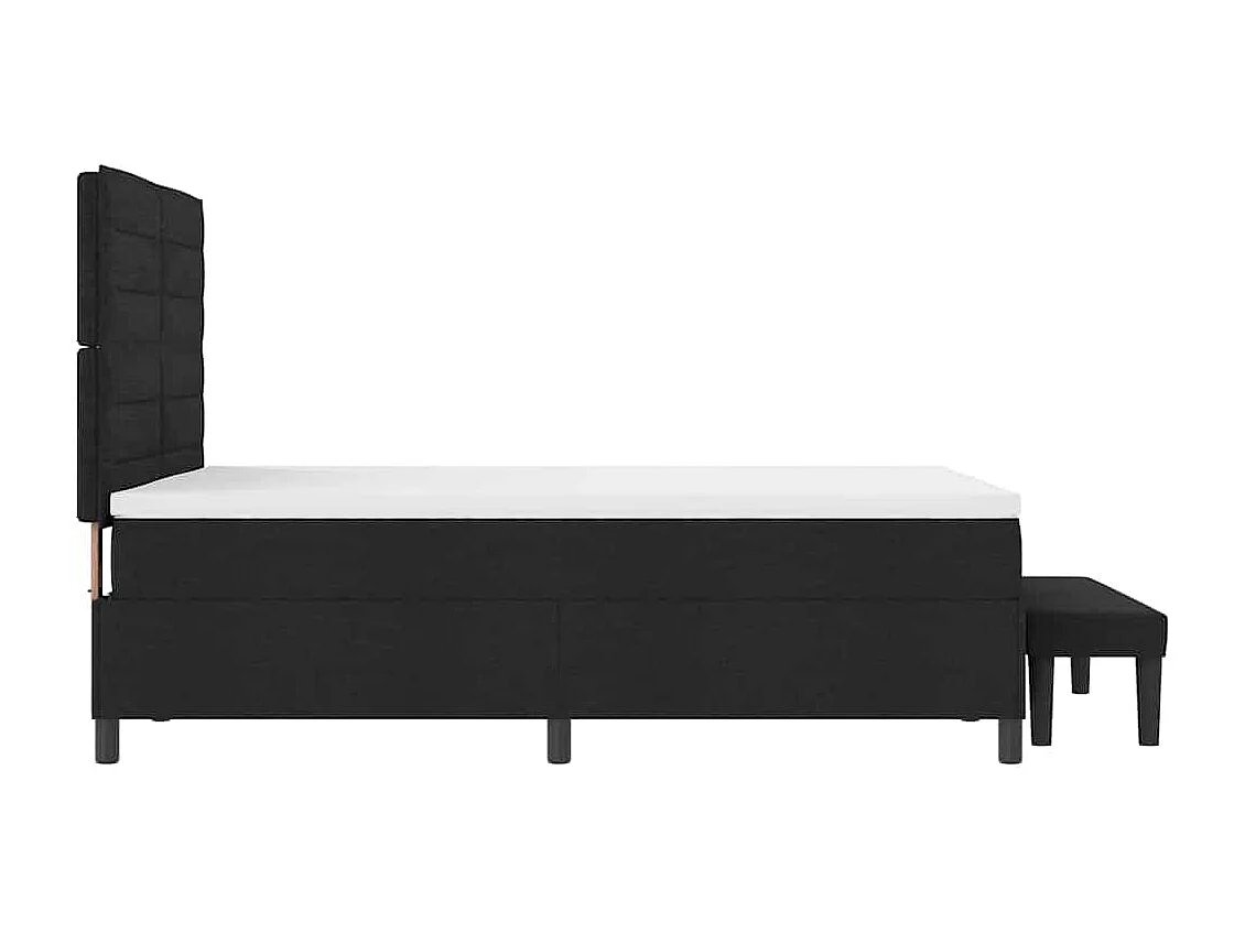 Lit à ressorts avec matelas Noir 140 x 190 cm tissu
