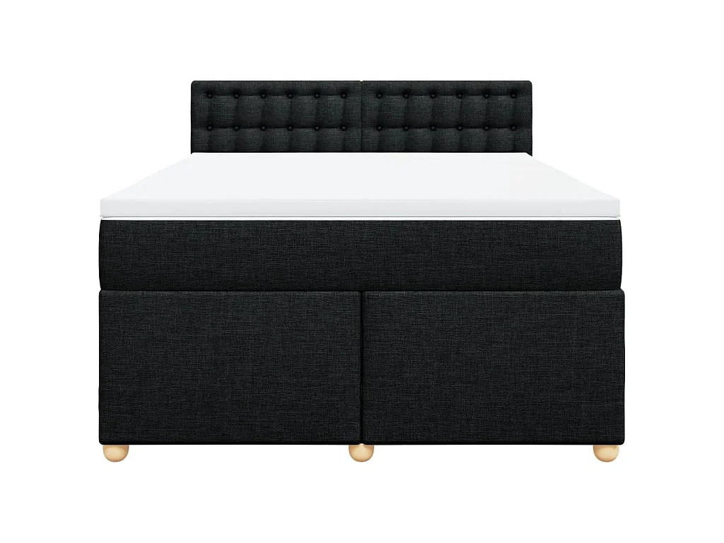 Giroletto a Molle con Materasso Nero 160x200 cm in Tessuto