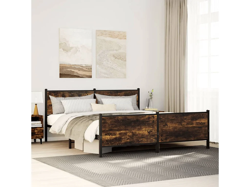 Giroletto senza Materaso in Metallo Rovere Fumo 180x200 cm