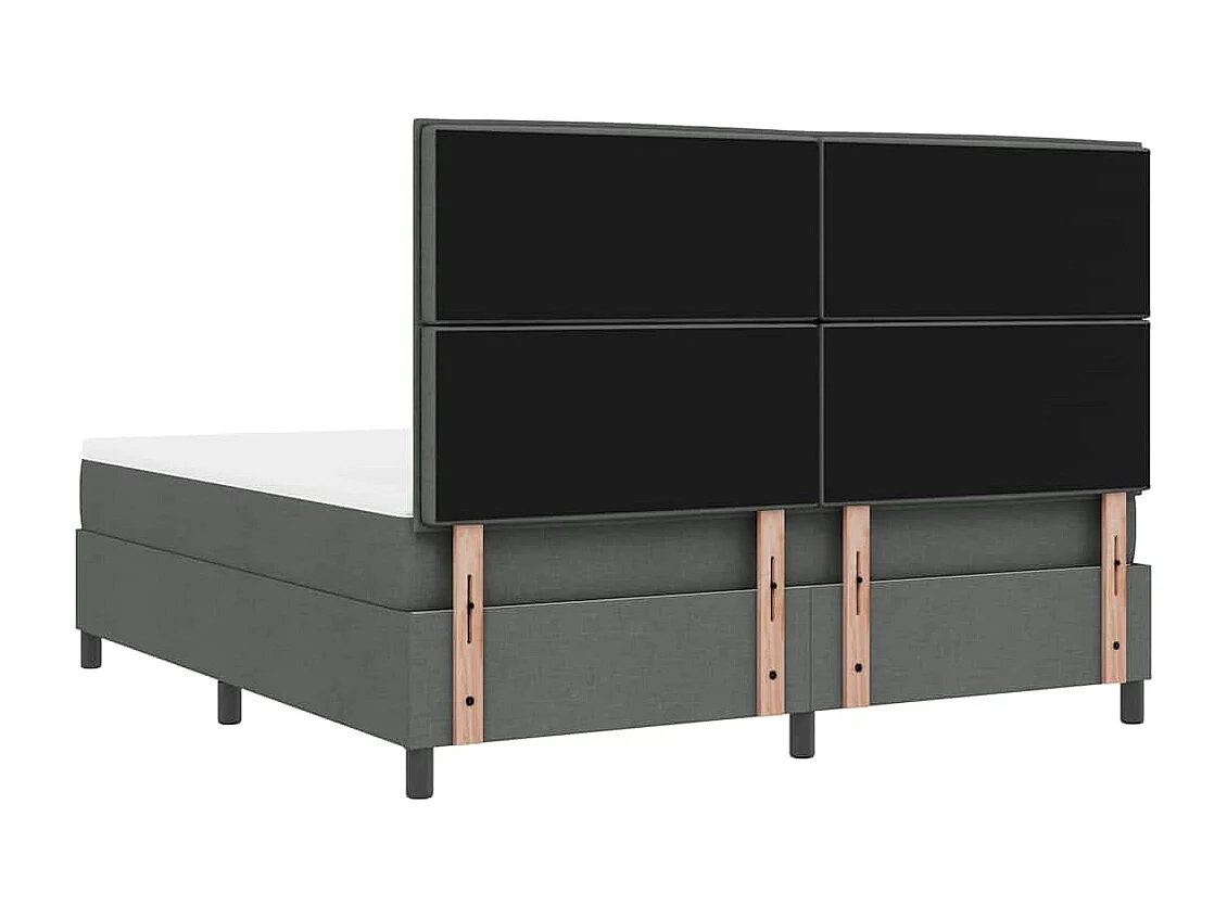 Lit à ressorts avec matelas Gris foncé 180 x 200 cm tissu