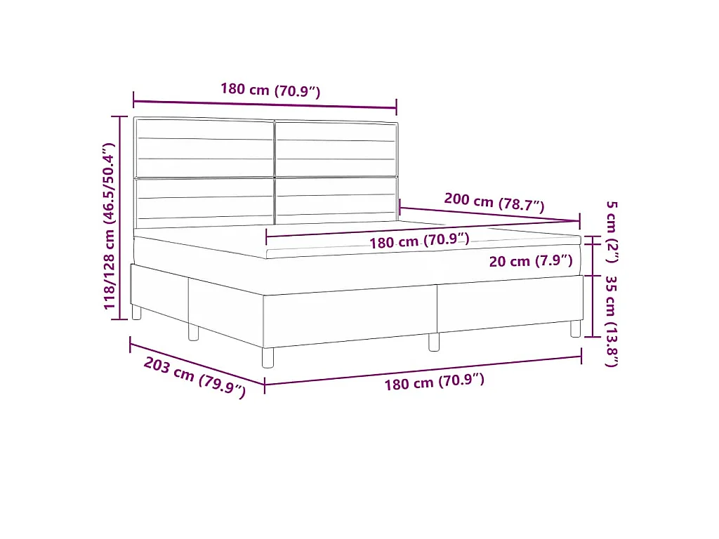 Boxspringbed met matras Donkergrijs 180 x 200 cm Stof